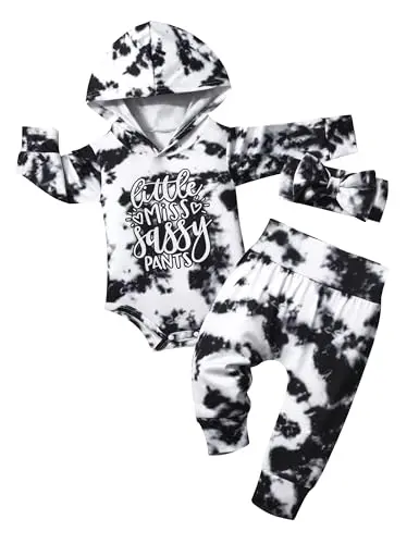 Kangkang baby girl long sleeve hoodie and pants set with headband for 12-18 months