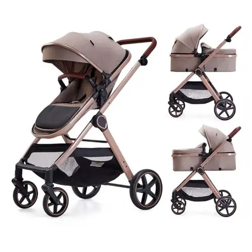 Lortsybab 2-in-1 stroller in Beige with reversible seat facing parent