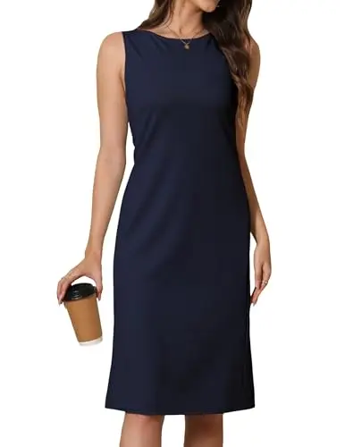 Wldrsd sleeveless sheath midi dress for business casual travel