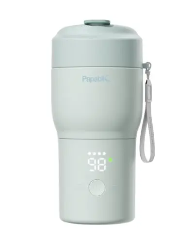 Papablic Portable Bottle Warmer Pro in Mint Green, featuring stainless steel chamber and sleek design