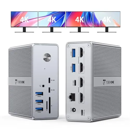 TobenONE 4 Monitor Docking Station with 4 HDMI ports and 120W power supply
