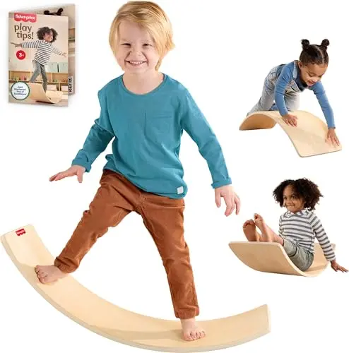 Fisher-Price wooden rocker balance board for kids