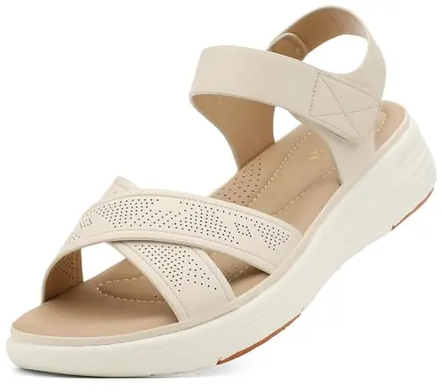 UBFEN women's platform sandal with ankle strap and crossover design