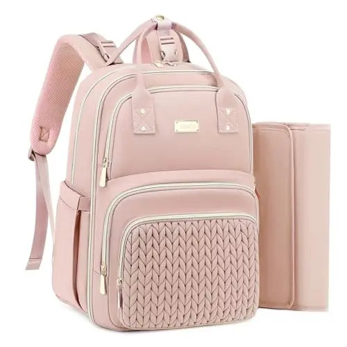 AIJIEKE pink large convertible diaper bag backpack and tote
