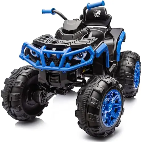 Hikiddo Shark kids ATV with blue design and large off-road tires
