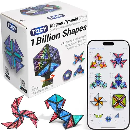 TOSY holographic magnetic pyramid stone transforming from a cube into various geometric shapes