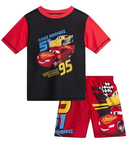 Disney Boys Rash Guard Swim Set featuring character graphics