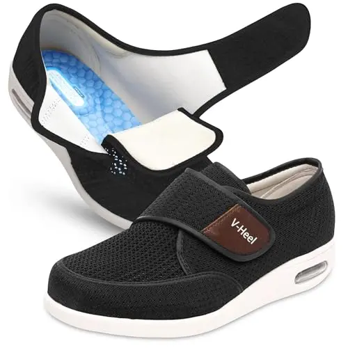 Extra-wide comfort sneakers for swollen feet with adjustable straps and orthopedic insoles