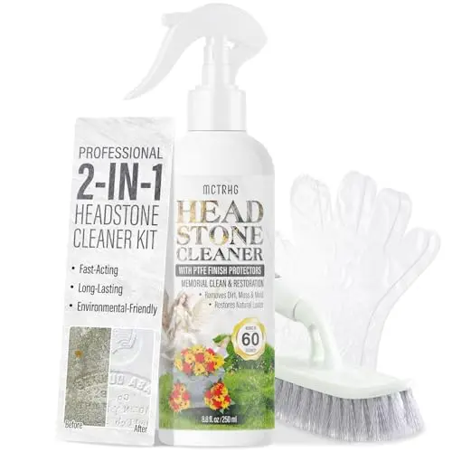 MCTRHG headstone cleaner kit with spray bottle and brush
