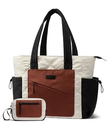 LOVEVOOK set of two quilted puffer tote bags in modern colors