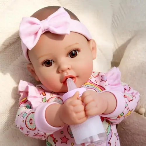 GOAROY 18-inch realistic soft body baby doll with bottle, pacifier, diapers, and bibs