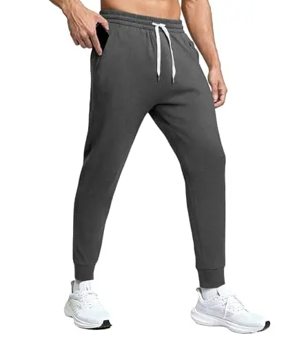 Fioboc Men's Lightweight Joggers in Dark Gray with zipper pockets