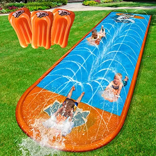17 foot long three lane slip water slide for kids backyard