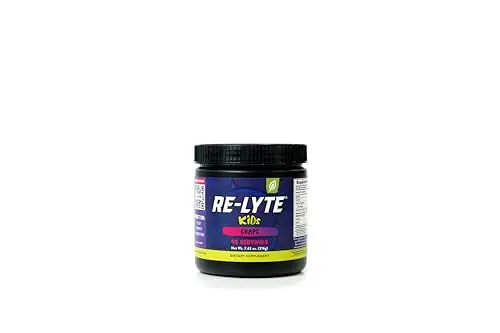 REDMOND Re-Lyte Kids hydration electrolyte mix powder in a grape flavor jar