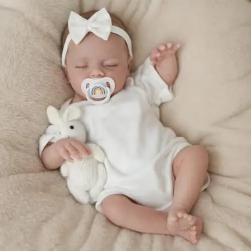 SCOM 18-inch realistic sleeping reborn baby doll girl with soft weighted cloth body