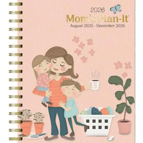 WSBL Mom's 2026 Agenda Planner, a spiral-bound book with tear-off lists, sitting on a desk.