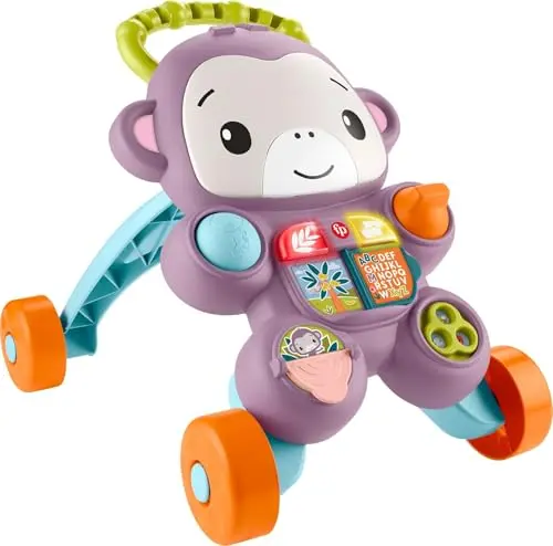 Fisher-Price Purple Monkey musical push walker with light-up buttons