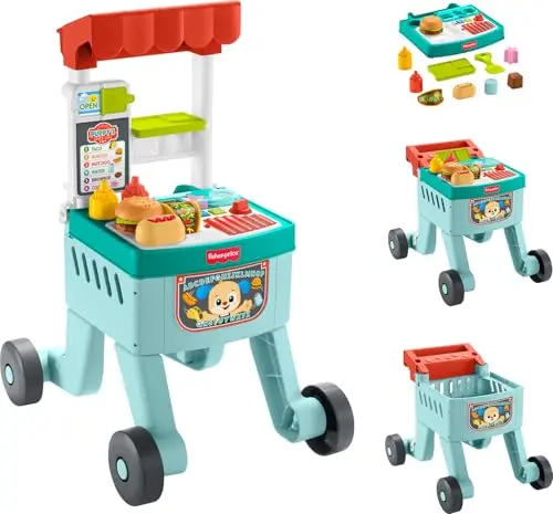 Fisher-Price Baby Push Toy Snack Cart Walker with play food