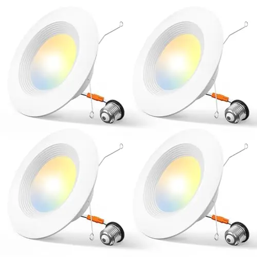 Amico 4-pack of retrofit LED can lights with deep baffle trim