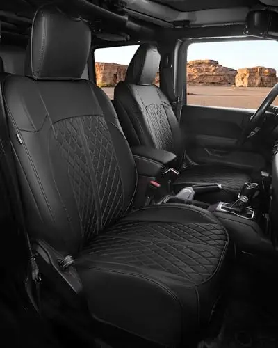 RIDEPOSH full set of black leather seat covers for Jeep Wrangler JK