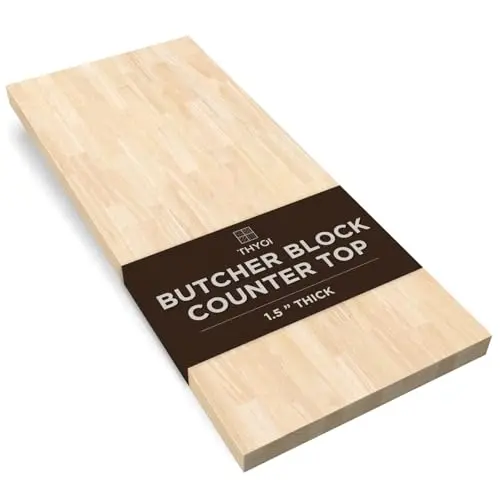 THYOI unfinished hevea rubberwood butcher block countertop slab