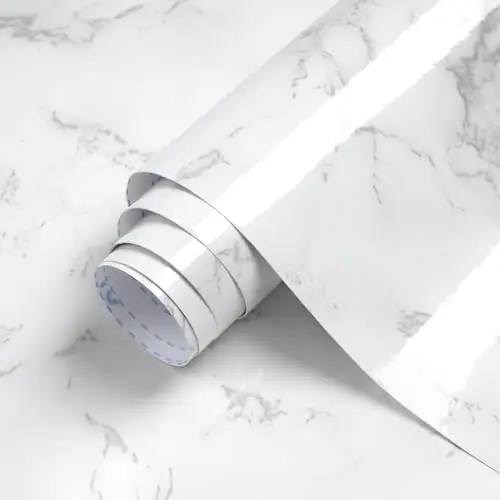 Dimoon white and grey marble peel and stick wallpaper