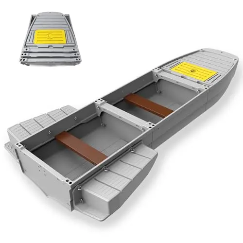 Artigree Pro Gray folding pontoon boat assembled on shore