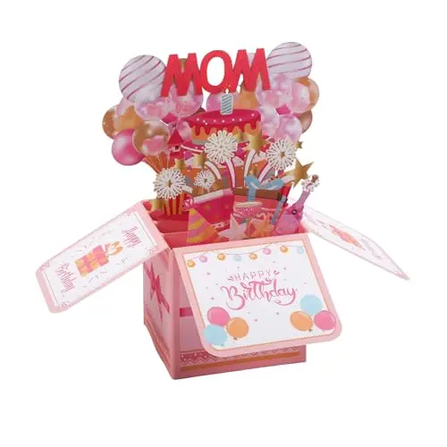 Gosknor colorful 3D pop-up birthday card for mom with balloons and fireworks