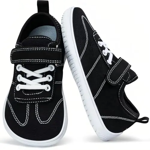 Kids canvas barefoot slip-on sneakers in black