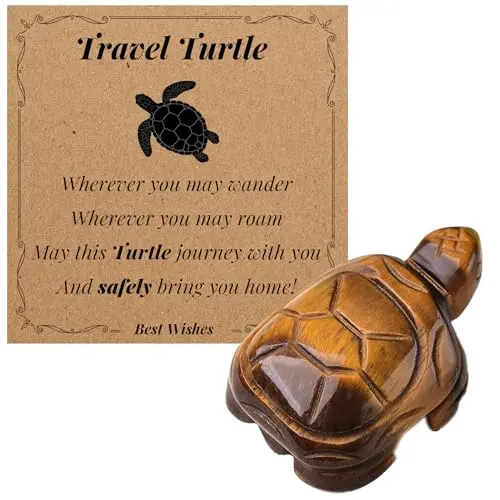 PAJH small tiger's eye stone turtle figurine on a desk