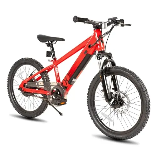 JOYSTAR 20 inch red electric mountain bike for kids