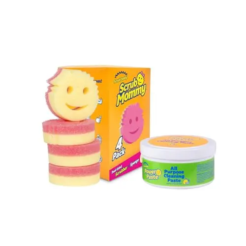 Scrub Daddy Sponges and PowerPaste XL tub cleaning a sink
