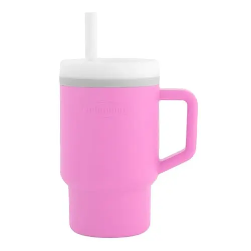 Infantino cotton candy pink silicone baby tumbler with straw and handle