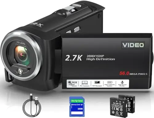 Muitune 2.7K 56MP Camcorder with LED Light