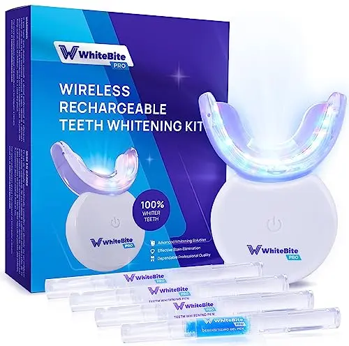 Whitebite Pro Teeth Whitening Kit with dual LED light and gel syringes