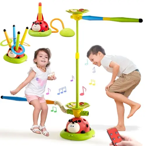 Pobaiyi 5-in-1 ladybug toy with spinning pole and rockets