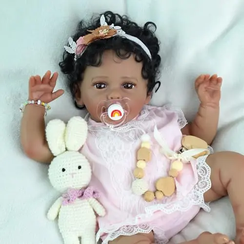 SCOM 20 inch African American realistic reborn baby doll with soft vinyl limbs