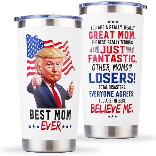 Stainless steel tumbler with 'Best Mom Ever' text in bold letters