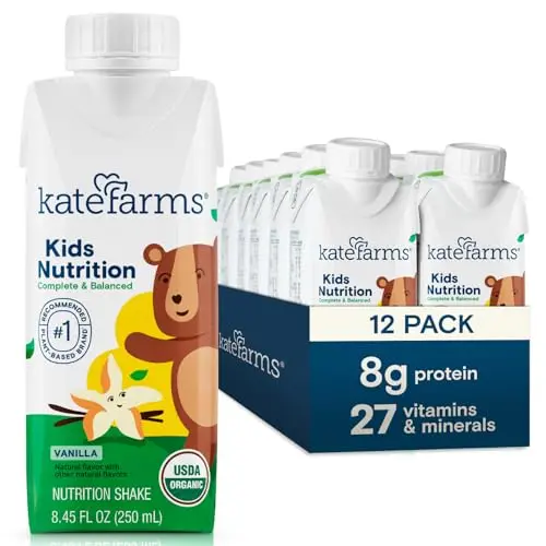 Kate Farms Organic Kids vanilla nutrition shake cartons
