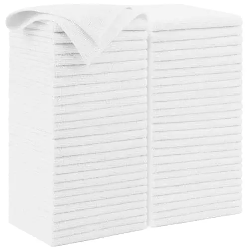 AIDEA 50-pack of white all-purpose microfiber cleaning towels