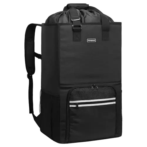 Vorspack black square laundry backpack that stands upright