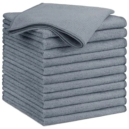 GLIMGLINT pack of 12 grey microfiber cleaning cloths