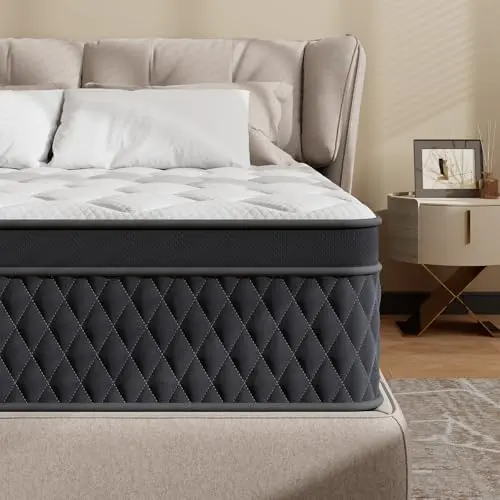 Topllen 10 inch full hybrid mattress with pocketed coils.