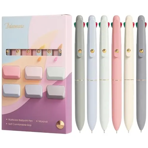 Ddaowanx set of six morandi-color 4-in-1 multicolor pens