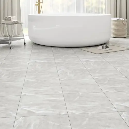 ZRJT Light Grey Marble 20-pack peel and stick vinyl floor tiles