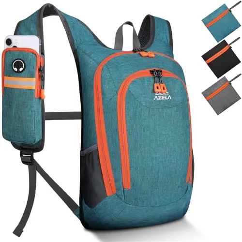 Esup 15L Small Hiking Backpack folded and unfolded in green