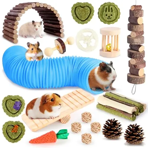 Kyouki blue colored small animal toy set with tunnel and assorted chews