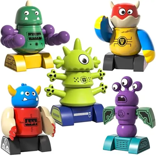 35-piece magnetic robot building set with storage box