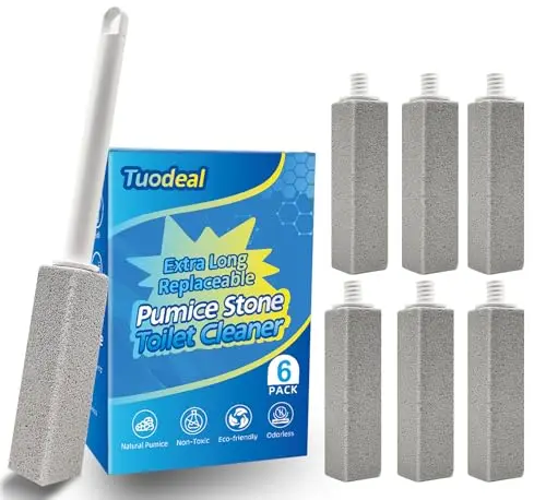 Tuodeal pumice stone toilet cleaner wand with long handle and replacement stones