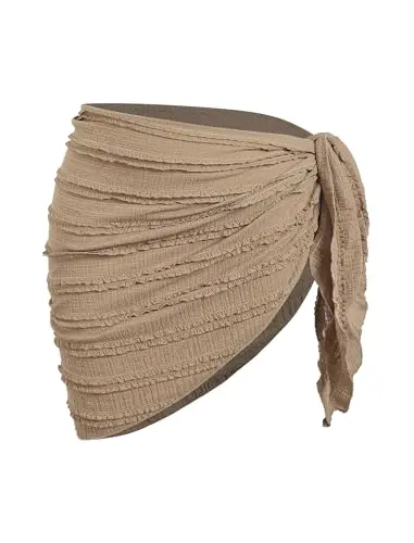 Zaful women's lace ruffle sarong cover-up in deep coffee with tie side design